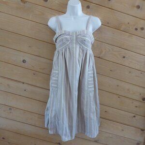 Marc by Marc Jacobs Tan Beige Striped Sleeveless Dress Size 4